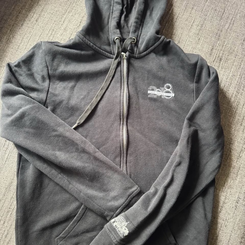 Disney Black Zip-Up Hoodie with Small White Logo